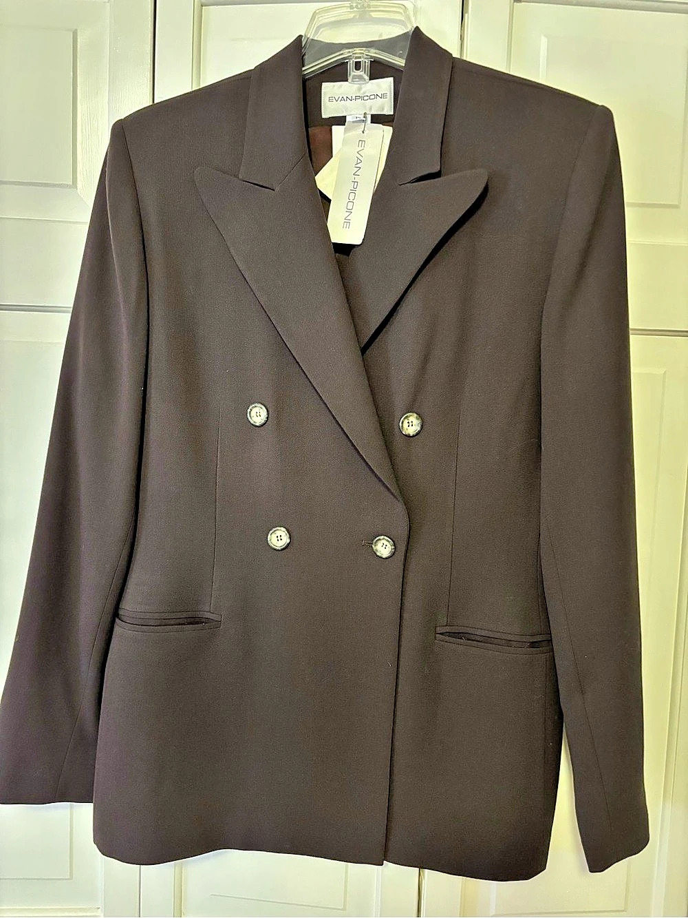 Evan-Picone Double Breasted Blazer in Brown Size 14 NWT